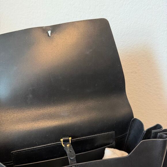 Aritzia Alxiliary Black Smooth Leather De Bray Backpack Book Bag Purse Women's - Picture 11 of 13